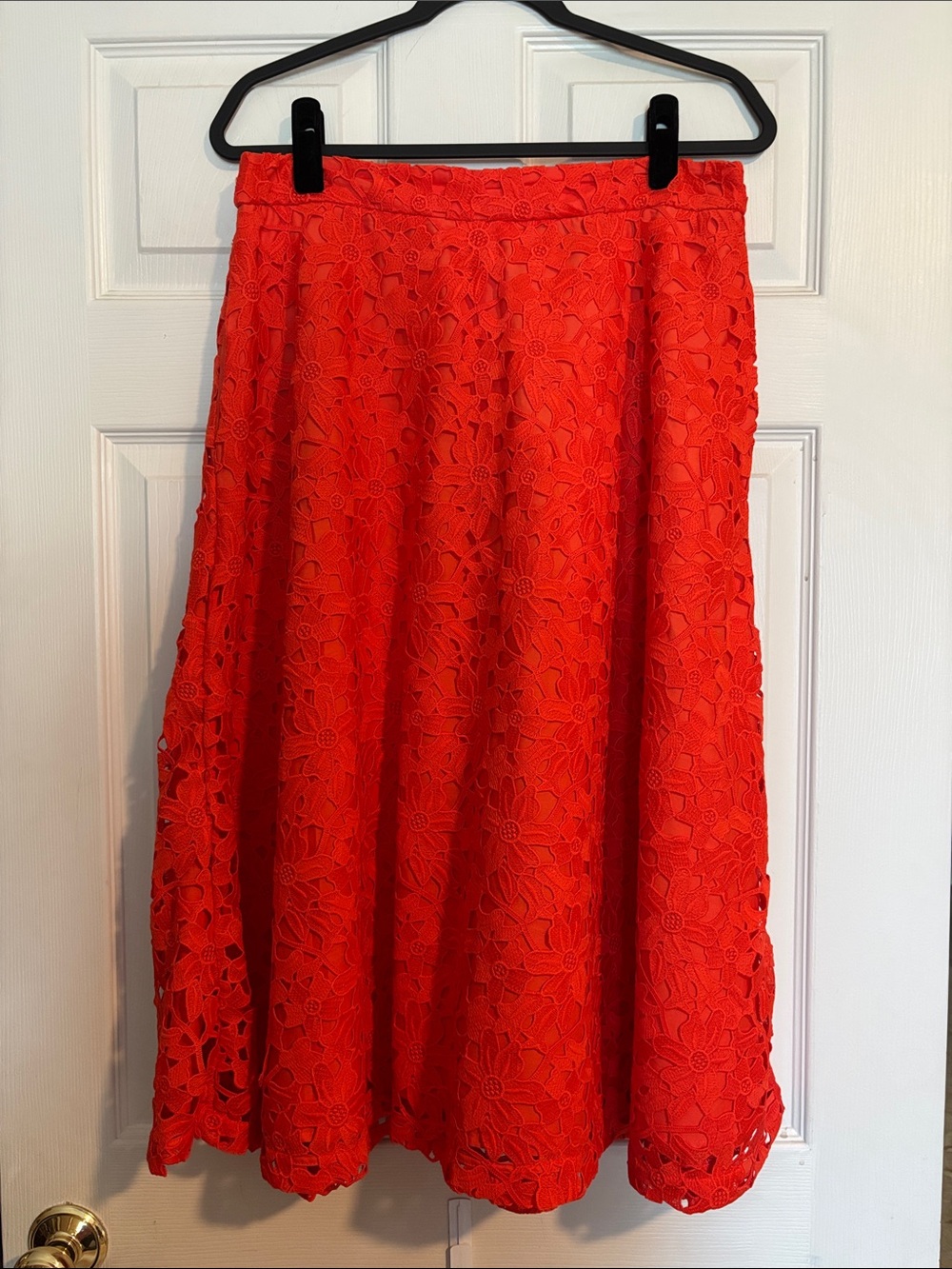 Banana Republic Flame Orange Floral Lace A-Line Skirt